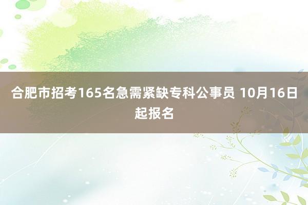 合肥市招考165名急需紧缺专科公事员 10月16日起报名