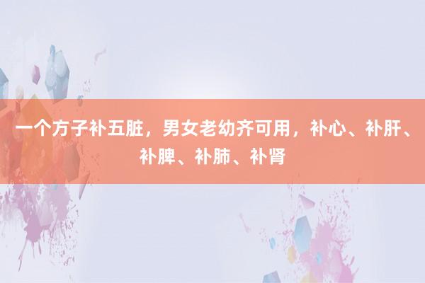 一个方子补五脏，男女老幼齐可用，补心、补肝、补脾、补肺、补肾