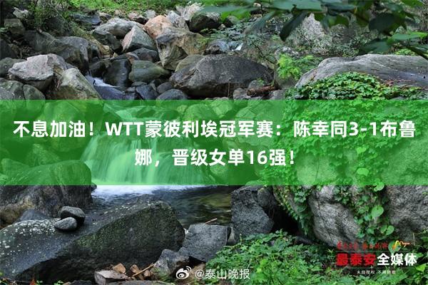 不息加油！WTT蒙彼利埃冠军赛：陈幸同3-1布鲁娜，晋级女单16强！