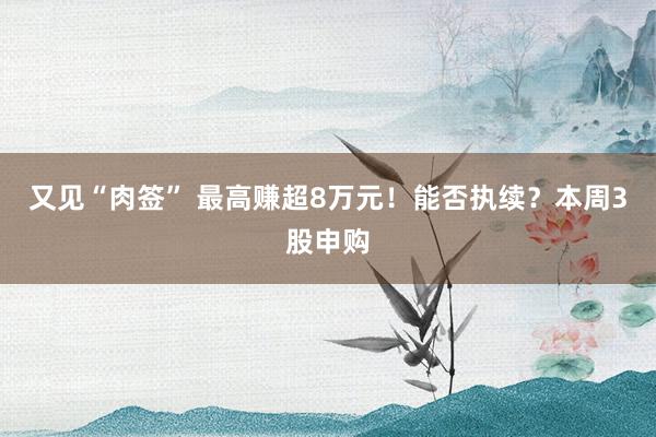 又见“肉签” 最高赚超8万元！能否执续？本周3股申购