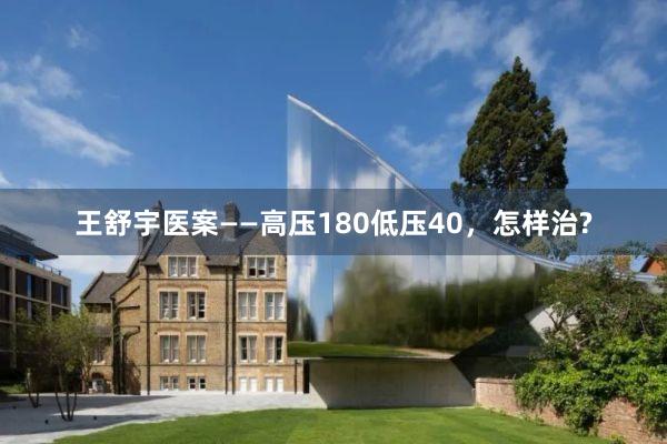 王舒宇医案——高压180低压40，怎样治?